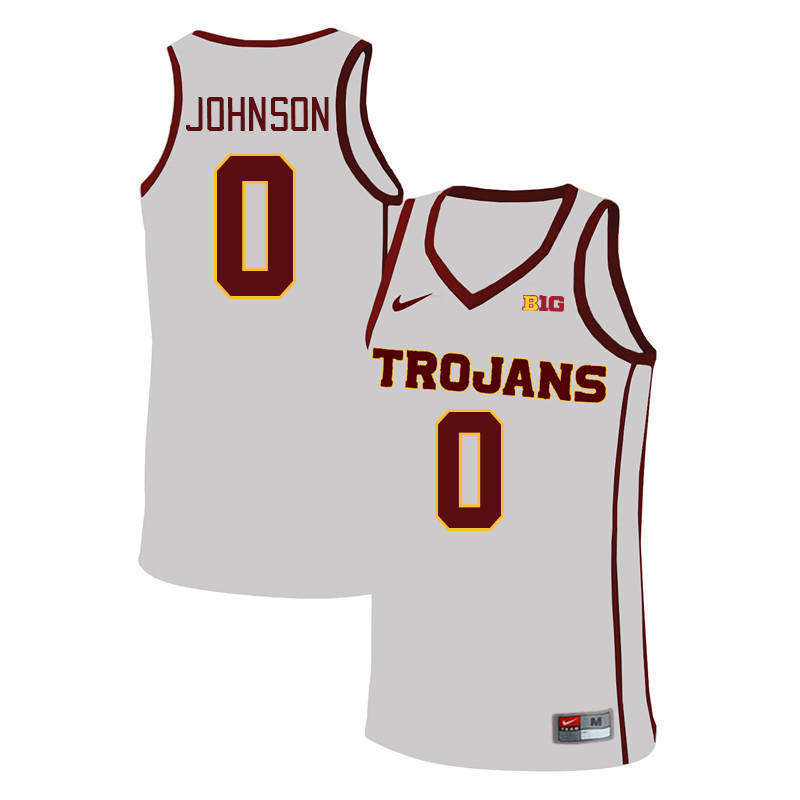 USC Trojans #0 Kobe Johnson Big 10 Conference College Basketball Jerseys Stitched Sale-White